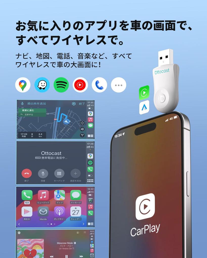 OTTOCAST Wireless Auto Adapter for Mini Compatible with Genuine Wired Auto Compatible Supports Bluetooth Music and Plug Automatic Compatible with Over