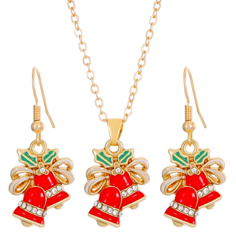 New Christmas Necklace Earrings Set With Santa Reindeer Tree Snowman Socks Designs Festive Ornaments