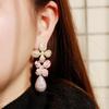 CMM Luxurious Cubic Zirconia 3 Tone Gold Color Leaf Flower Drop Earrings