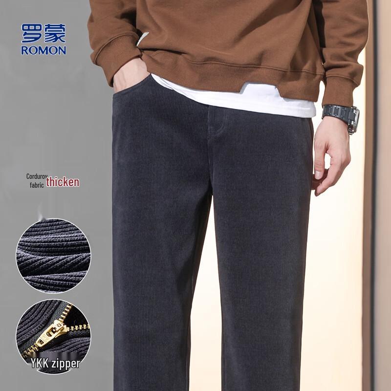 ROMON Men's Corduroy Straight-Leg Casual Pants