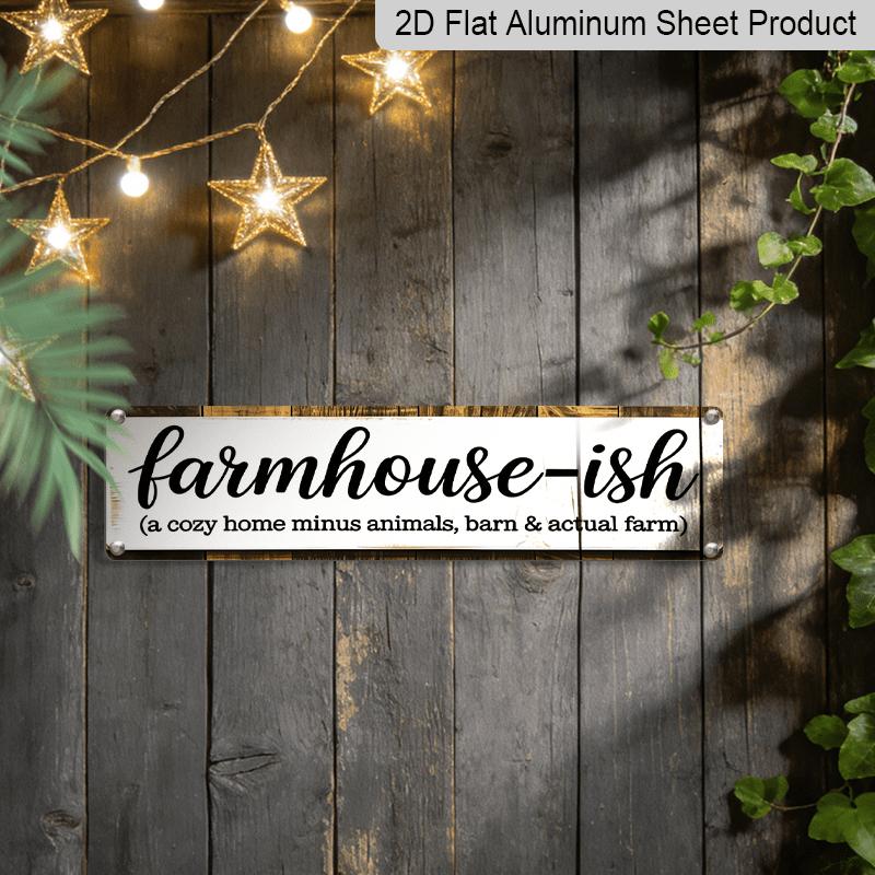 2D Flat 1pc, Farmhouse Aluminium Decorative Sign Family Wall Plaques Decorations Sign Farmhouse Entryway Rustic Plaques Art with Quotes for Home Cafe