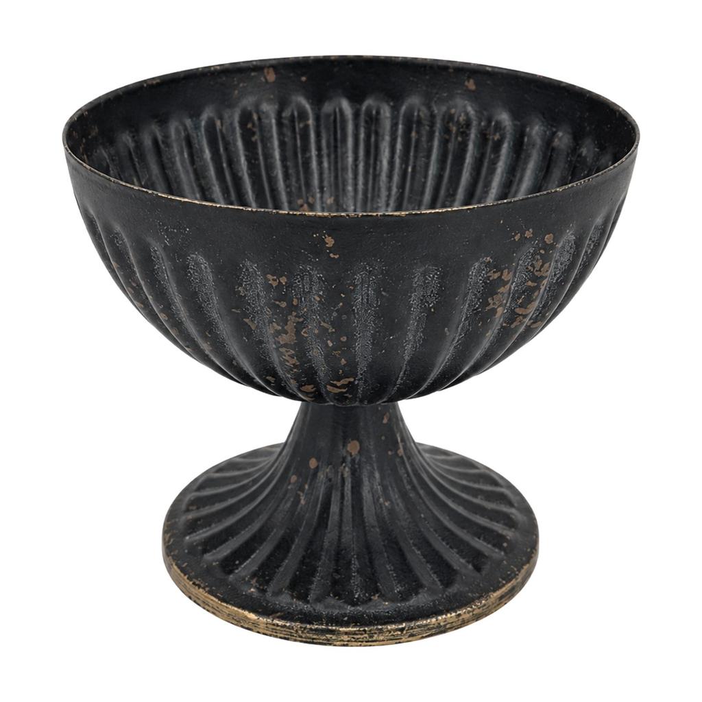 Distressed Metal Pedestal Vase Floral Bowl VintageInfluenced Elevated Stem Flower