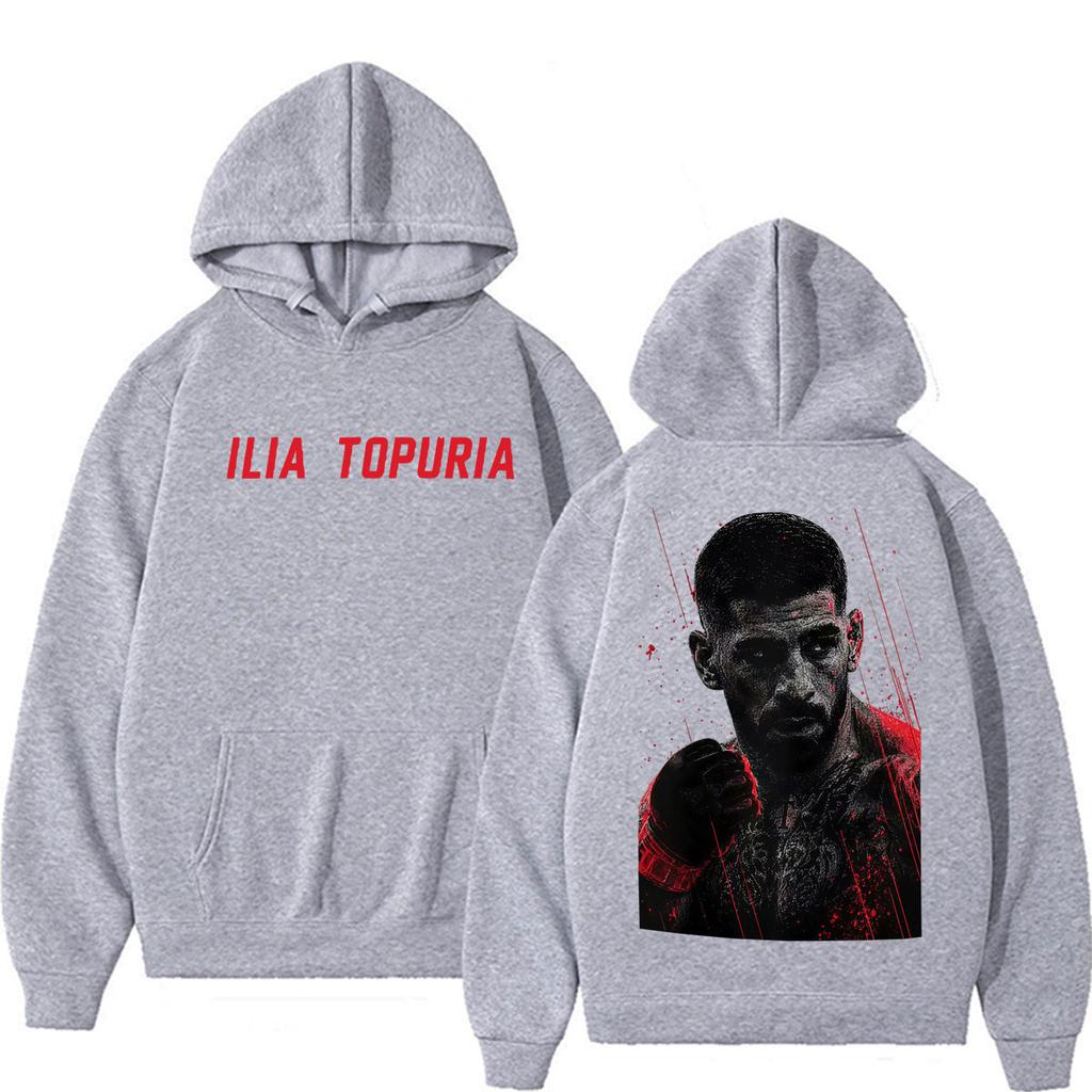 Ilia Topuria El Matador Vintage Graficzne Bluzy z Kapturem Odzież Męska Estetyka Przemocy Bluzy Codzienne Polarowe Pulowery