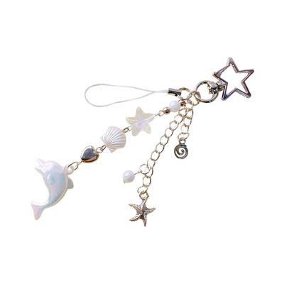 Contemporary Dolphin Keychain Metal Bag Charm Retro Design Keyring Compact Travel Accessory Pendat Bag Pendant