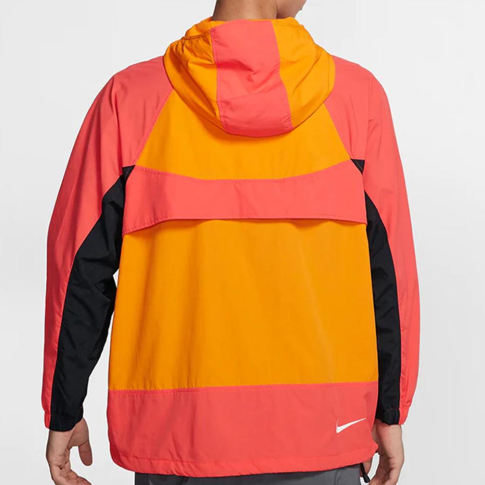 Nike Sportswear Retro Colorblock Loose Fit Half-Zip Hooded Woven Jacket Men Outerwear Orange BV5386-873