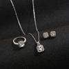 4Pcs/set Fashion Square Zircon Necklace Earrings Ring For Women Luxury Wedding Engagement Jewelry Shining Party Jewelry Gifts