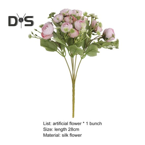 Flori artificiale, rezistente la decolorare, floare de mătase artificială, 15 capete, floare de trandafir artificial, furnituri pentru nuntă