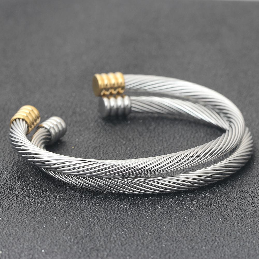 Simple and Popular Braided Cable Fashion Two-Tone All-Match Bracelet Titanium Steel Bracelet