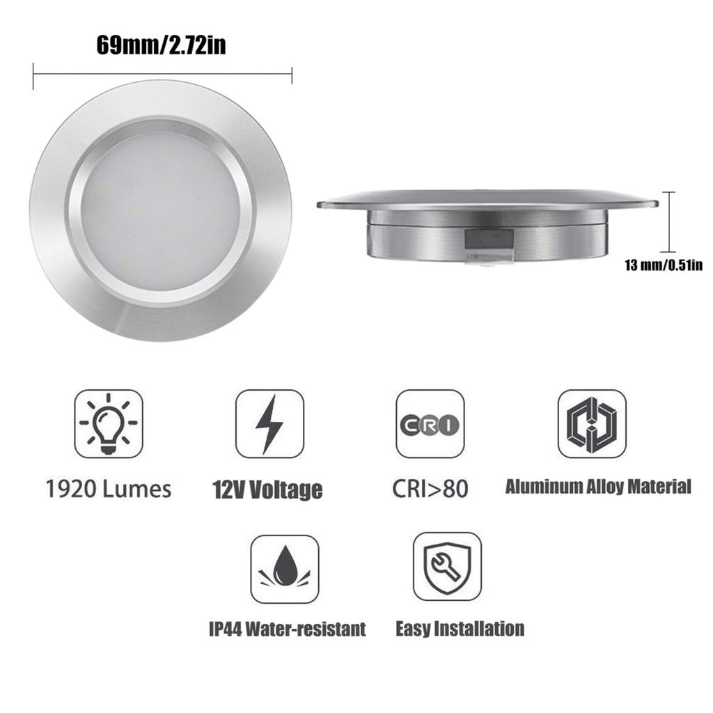Shkalacar Dome Light Recessed LED Car Room Lamp Ceiling Light Waterproof 12 RV Boat Recessed Ceiling Light