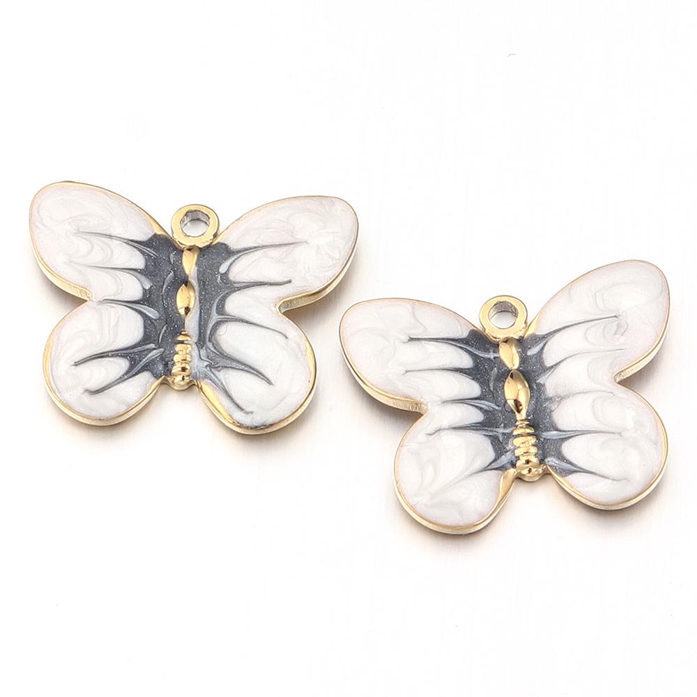 2Pcs/lot Colorful Butterfly Charms Pendant Stainless Steel Oil Drop Charms DIY Necklace Bracelet for Jewelry Making Accessories