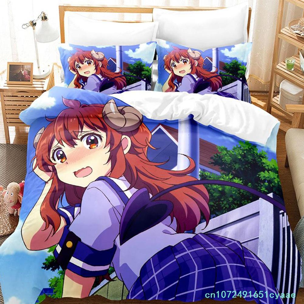 Kawaii Das Dämonenmädchen von nebenan Bettwäscheset Einzelbett Twin Full Queen King Size Bettset Erwachsener Kind Schlafzimmer Bettbezugsets Anime