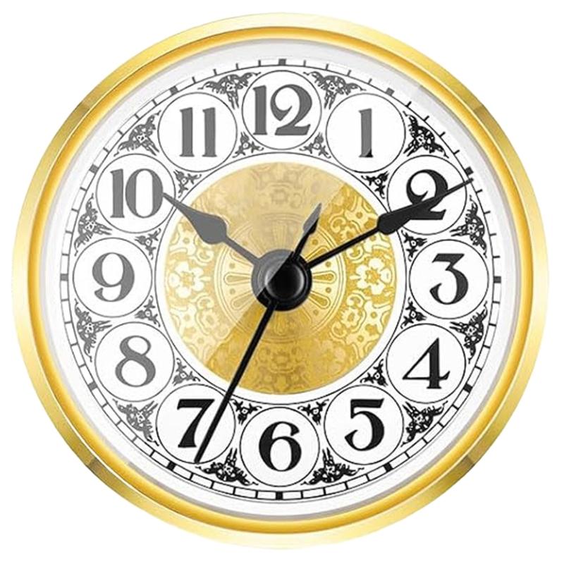Elegantes rundes Uhrwerk mit römischen/arabischen Ziffern, Gold-/Silber-Zieroption, kleine Uhr für Heimbüros