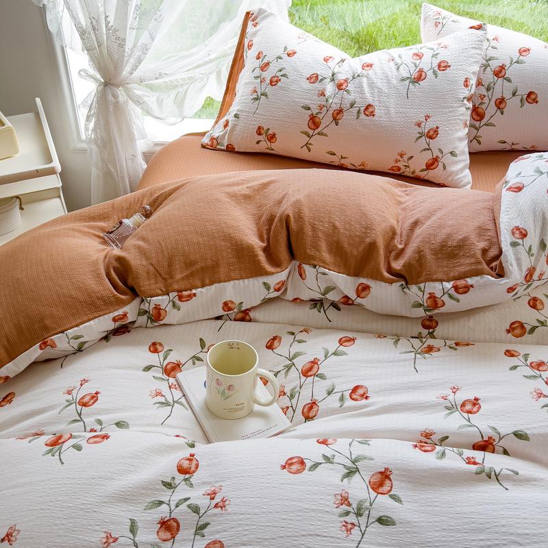 

Весенне-летний комплект из четырех предметов класса А для беременных и младенцев из стиранного хлопка для общежития, чисто хлопковое односпальное покрывало, шапка на кровать, постельное белье 2.0m Sheet 4pc quilt 2*2.4m