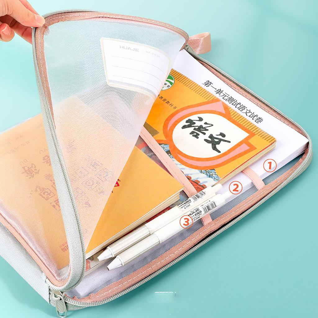 Nylon Mesh Mesh Zipper Pouch Bag Multifunctional Large Capacity Document Bag Portable Transparent Data Storage Bag