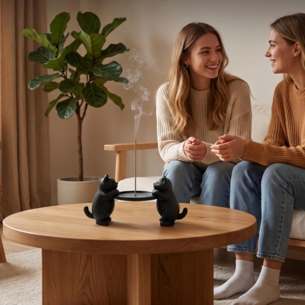 3D Printing Two Cats Incense Holder Minimalist Incense Stick Holder Tea Room