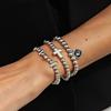 Salircon 3Pcs/Set Creative CCB Beaded Elastic Bracelets Women Trendy Acrylic Rhinestone Pendant Bangles Couple Jewelry Accessory