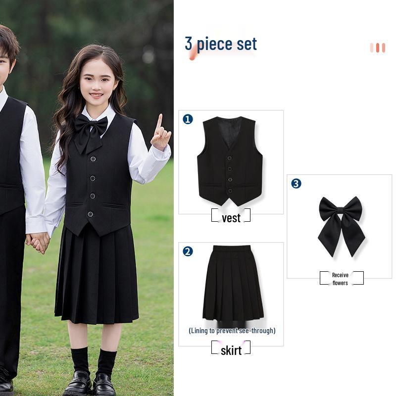 Academy Style School Uniform Set for Boys and Girls - Black Suit Graduation Attire