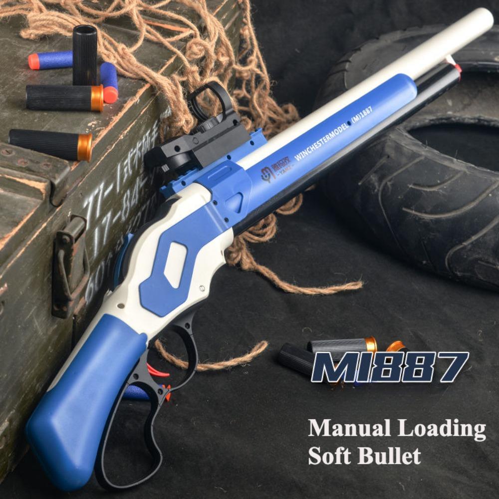 M1887 Winchester Soft Bullet Gun Toy Shell Ejection Throwing Gun Blaster Plastic Manual Launcher Model For Children Adults