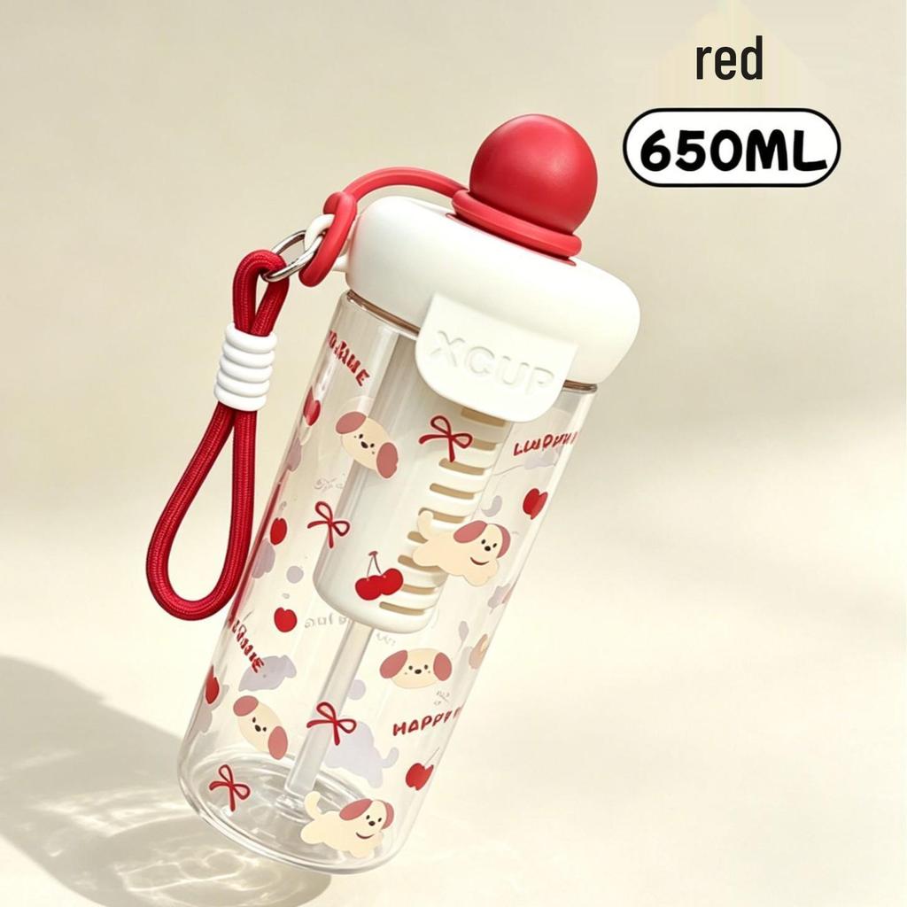Large Capacity Cartoon Straw Cup for Kids - Portable Outdoor Plastic Water Cup