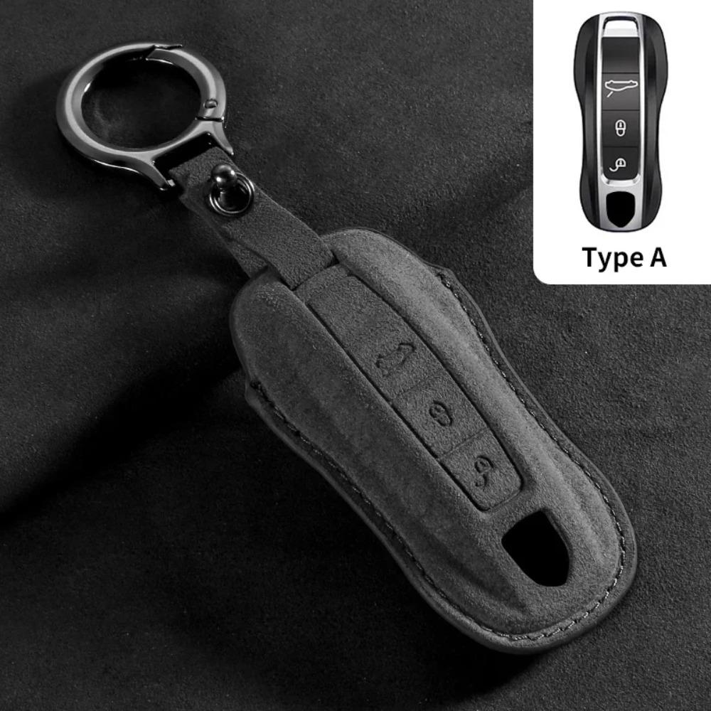 Car Key Case Cover for Porsche Panamera Cayenne 971 911 9YA Macan Boxster 3 Buttons Suede Car Remote Key Shell Fob Accessories