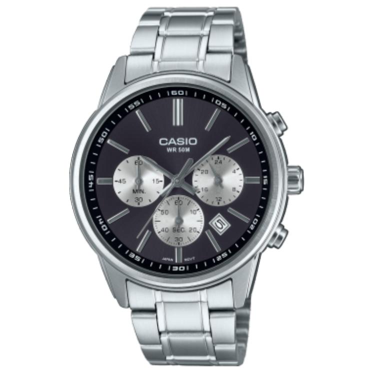 CASIO Quartz Movement Stainless Steel Strap Watch Unisex Black Dial MTP-E515D-1AV Black Dial