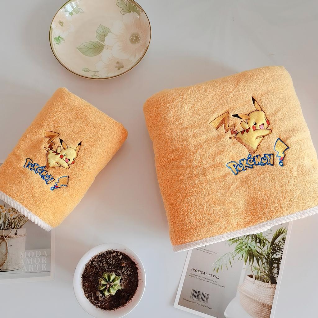New Pikachu Coral Fleece Towel Set Household Face Towel Adult Large Children Bathing