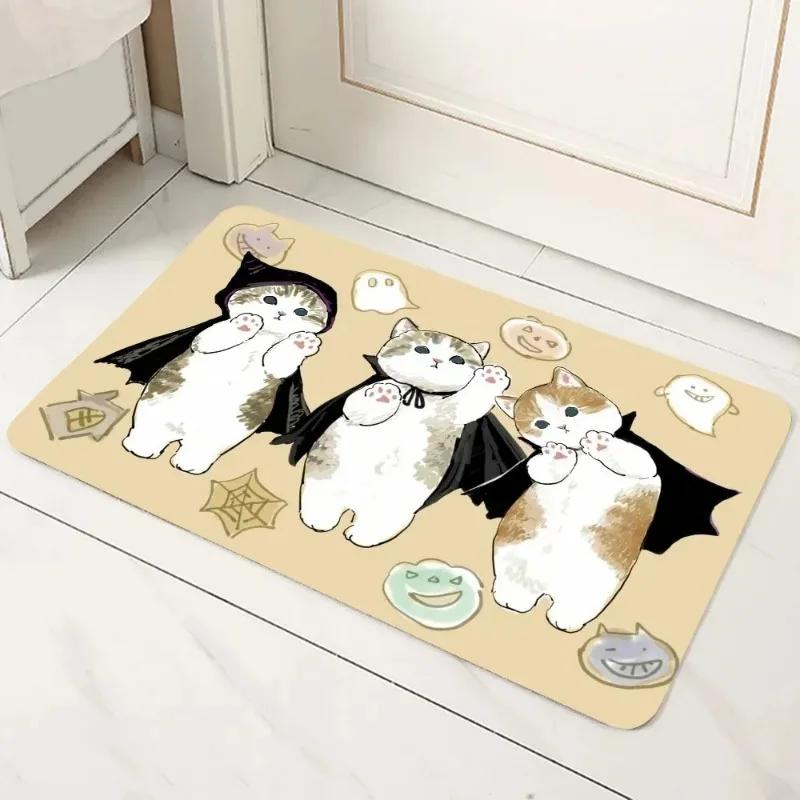Cute Cat Pattern Door Mat Decoration Home Bathroom Mats Suitable for Various Environments Non-slip Resistant To Dirt Carpet