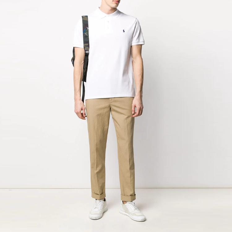 Polo Ralph Lauren Solid Color Logo Embroidered Short Sleeve Polo Shirt Men tops White 710541705-008