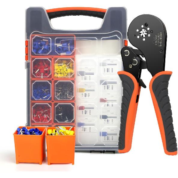 2200PCS Ferrule Crimping Tool Kit –Amliber AWG30-5 Self-Adjusting Wire Ferrule Crimper with Wire Ferrules Connectors for Electrical Work,
