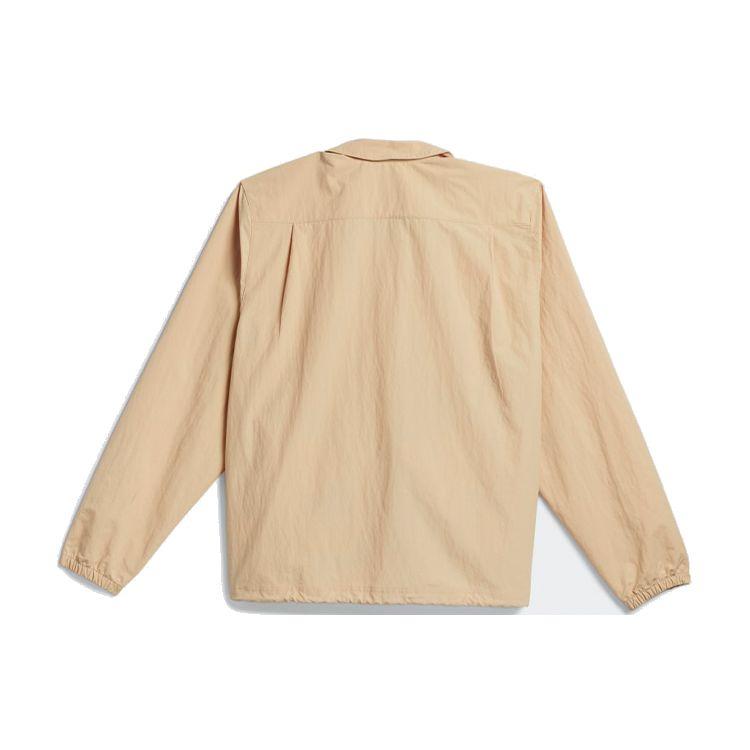Adidas Originals Trefoil Coach Jacket With Solid Color Logo And Collared Shirt Design Unisex Jackets Milk-Tea GL9969