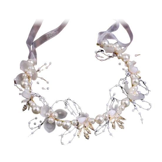 Headband Floral Butterfly Design Adjustable Ribbon Women Headband Faux Pearl Cubic Zirconia Greek Bohemian Style Wedding Bridesmaids Fairy