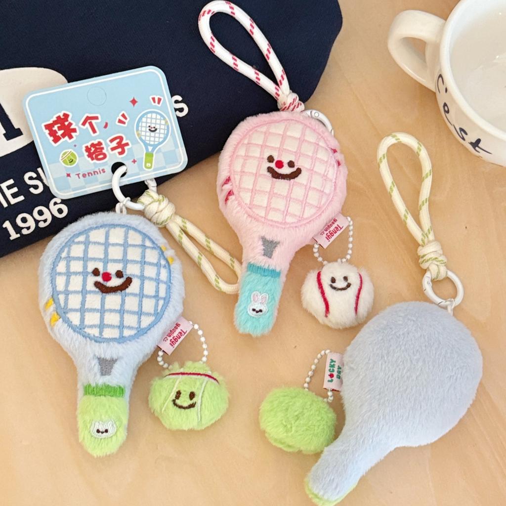 Niedliche Plüsch-Tennisschläger-Figur Anhänger, Tasche, Schlüsselanhänger Anhänger, bester Freund Anhänger für Paare