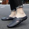 Fashion Genuine Leather Slippers Men Casual Slip on Summer Shoes Breathable Half Drag Men's Shoes Fashion Beach Flip Flops Luxe Sandals