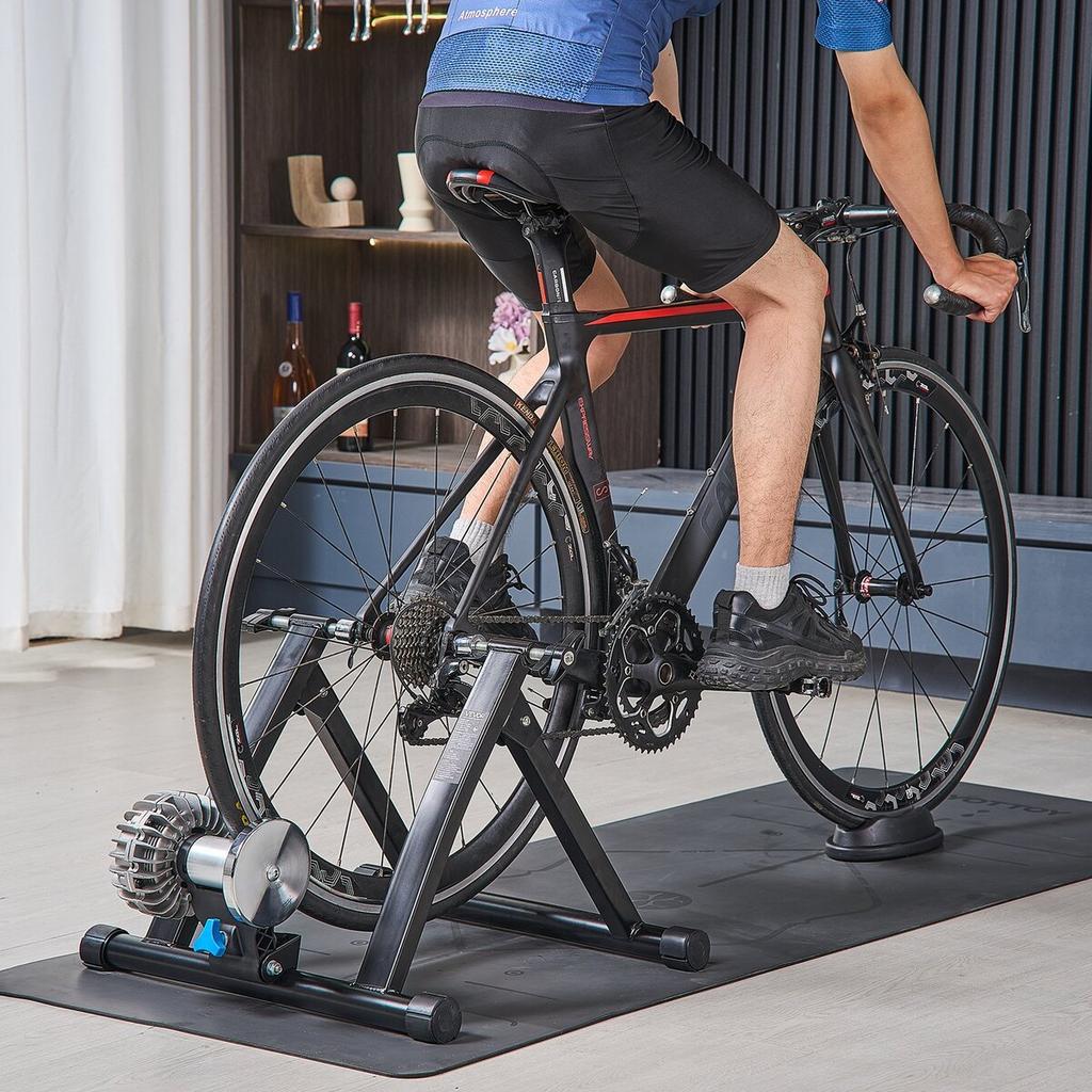 Bike Trainer, 660.4-736.6 mm & 700C Wheels, Foldable Fluid Bicycle Stationary Trainer Stand for Indoor Exercise Riding with Quick Release Skewer &