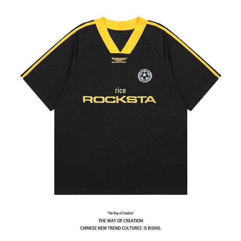 

Унисекс футболка в американском ретро стиле с вышивкой для уличной одежды L чёрный