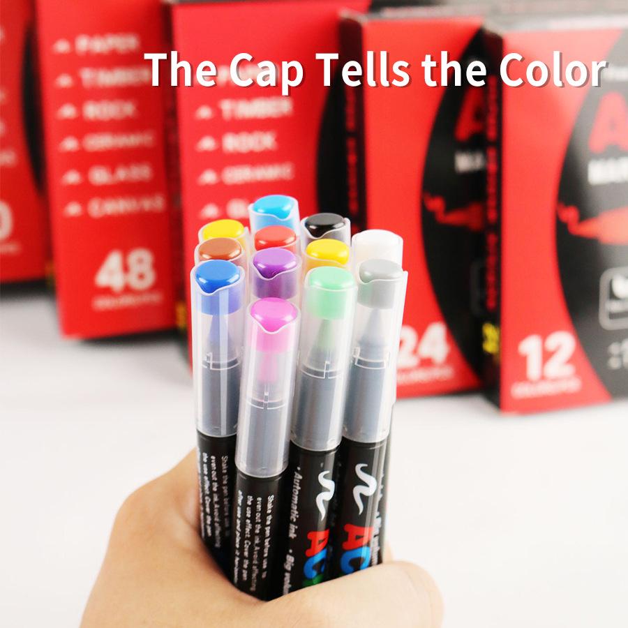 Direktflüssig-Acrylmarker-Set - Weiche Spitze, 24 oder 48 Farben, Ohne Pumpen für DIY-Graffiti und Professionelles Zeichnen