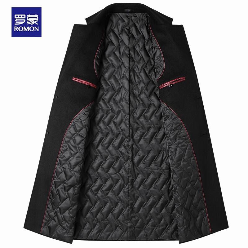 Romens Men's Wool Blend Thickened Mid-Length Winter Coat