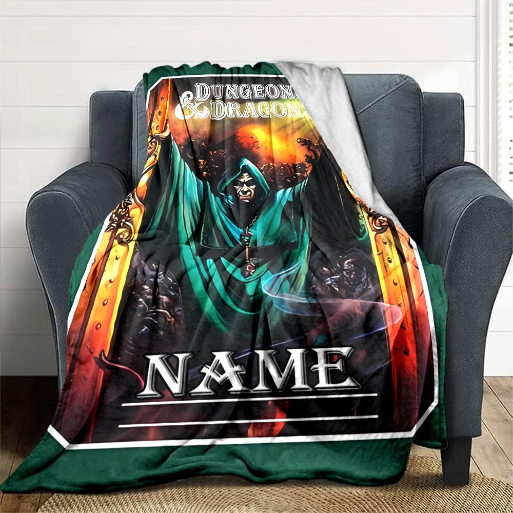 Customiz Name Personality Dungeons & Dragons (4) Blanket Soft &Warm Sofa Office Bed Travel Lunch Break Blanket, Gift Suitable for All Seasons