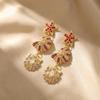 Bohemia Starfish Conch Pendant Earrings for Women Retro Colorful Zircon Irregular Geometric Ocean Earring Party Vacation Jewelry