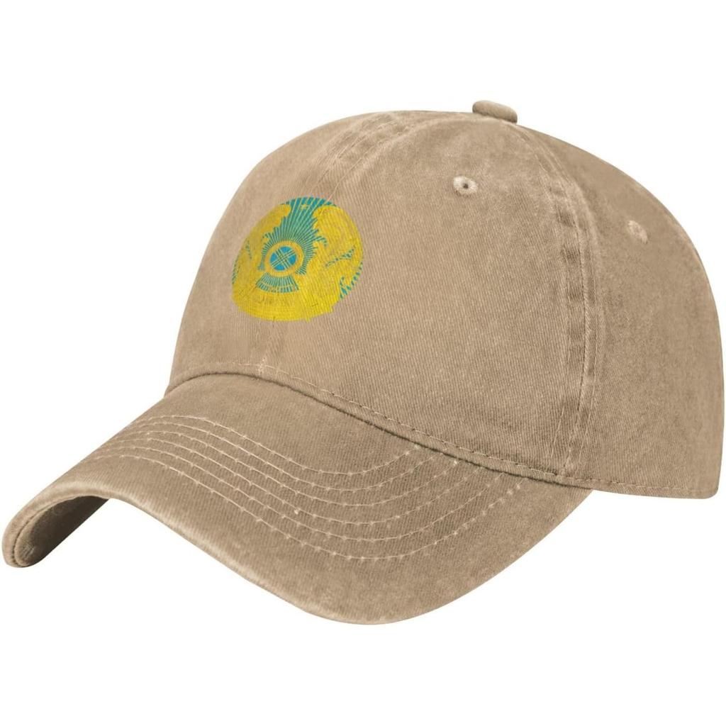 Kazakhstan Emblem Washed Baseball Cap Unisex Cotton Adjustable Casual Golf Hats