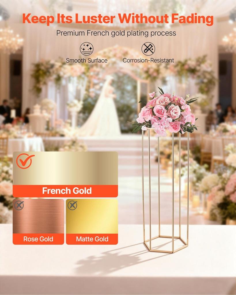 Wedding Flower Stand, 10PCS 80cm Column Flower Stand, Floral Stands with Acrylic Laminate, Hexagonal Cubic Floral Display Rack for Wedding, Party,