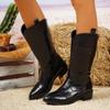 Plus-size Boots, Retro Wide-soled Pointed Mid-calf Boots, Square Heels, Women's Boots, Women's Shoes