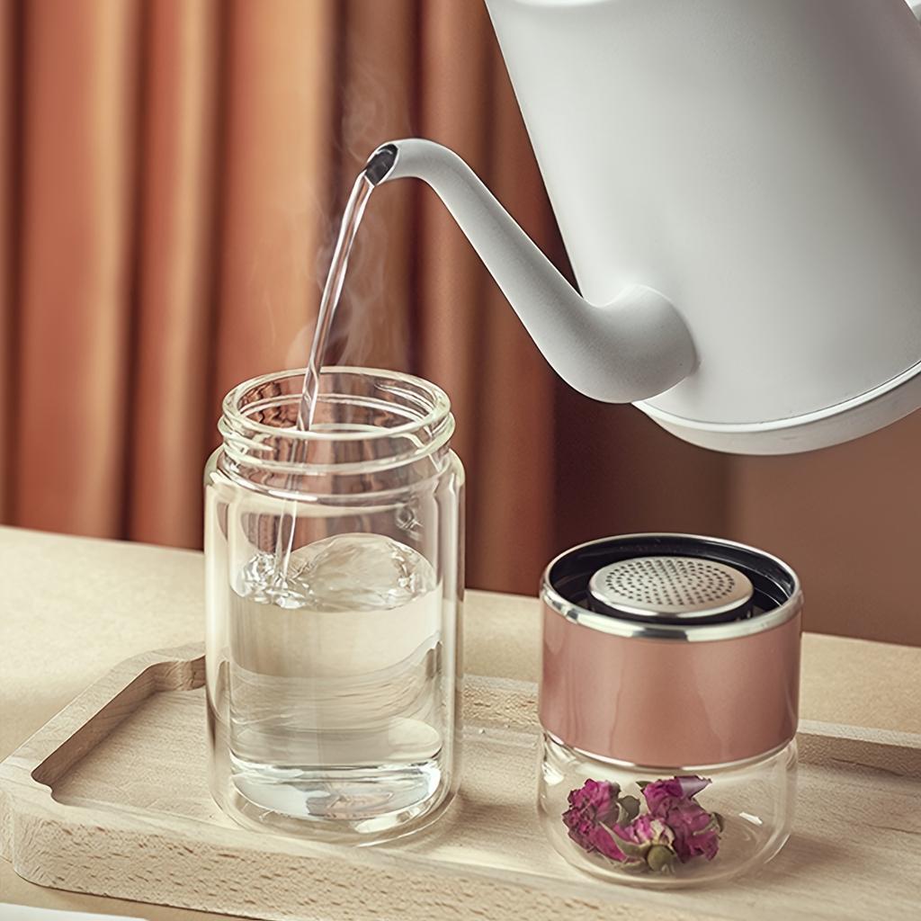 1pc Double-Walled Glass Tea Infuser Bottle - Insulated, Heat-Resistant, Portable with Tea Separation Functionality, Reusable for Home & Travel