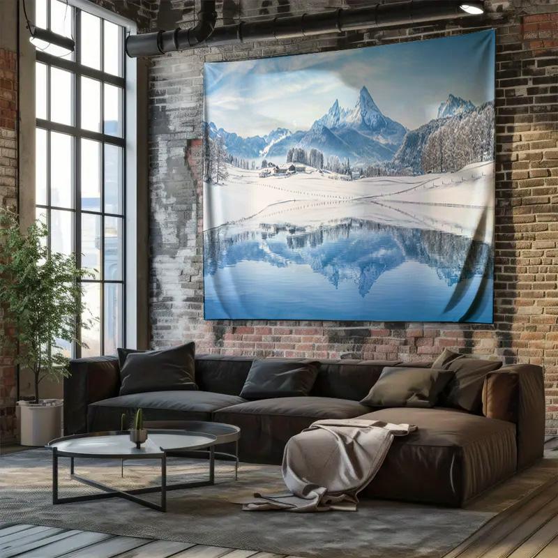 Winter Snow Mountain Landscape Tapestry Bedroom Living Room Wall Art