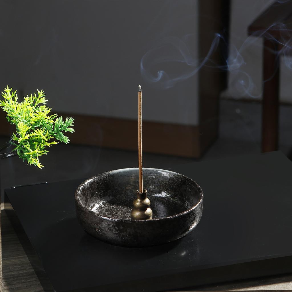 Ceramic Incense Holder Chinese Incense Burner with Ceramic Ashtray Buddhism Supplies Home Decoration