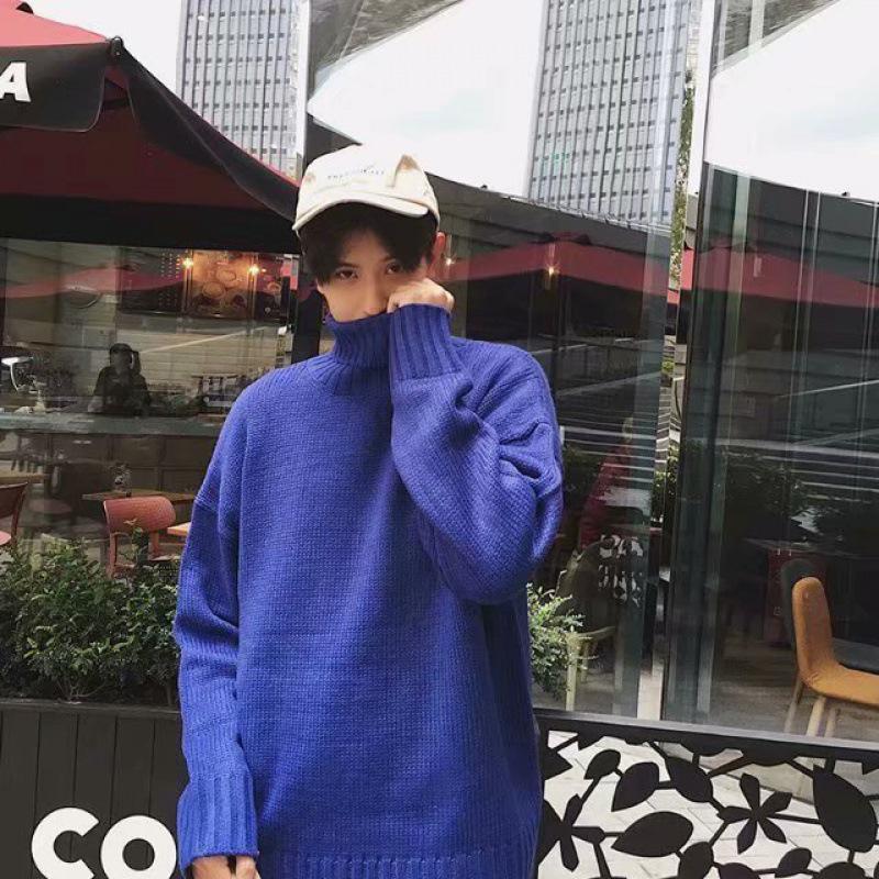 Pánský jednobarevný rolák - Hongkongský styl, inspirovaný Koreou, volný střih, trendy pro páry a studenty