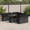 VidaXL Garden Lounge Set 9 Pcs with Cushions Black Wicker 3326126