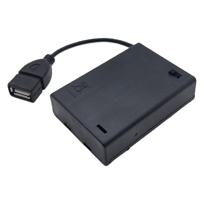 

1/4 шт. USB Міні-блок живлення, батарейний відсік з кришкою та перемикачем, 3 x AA USB-батарейний відсік для світлодіодних стрічок 4,5 В A1
