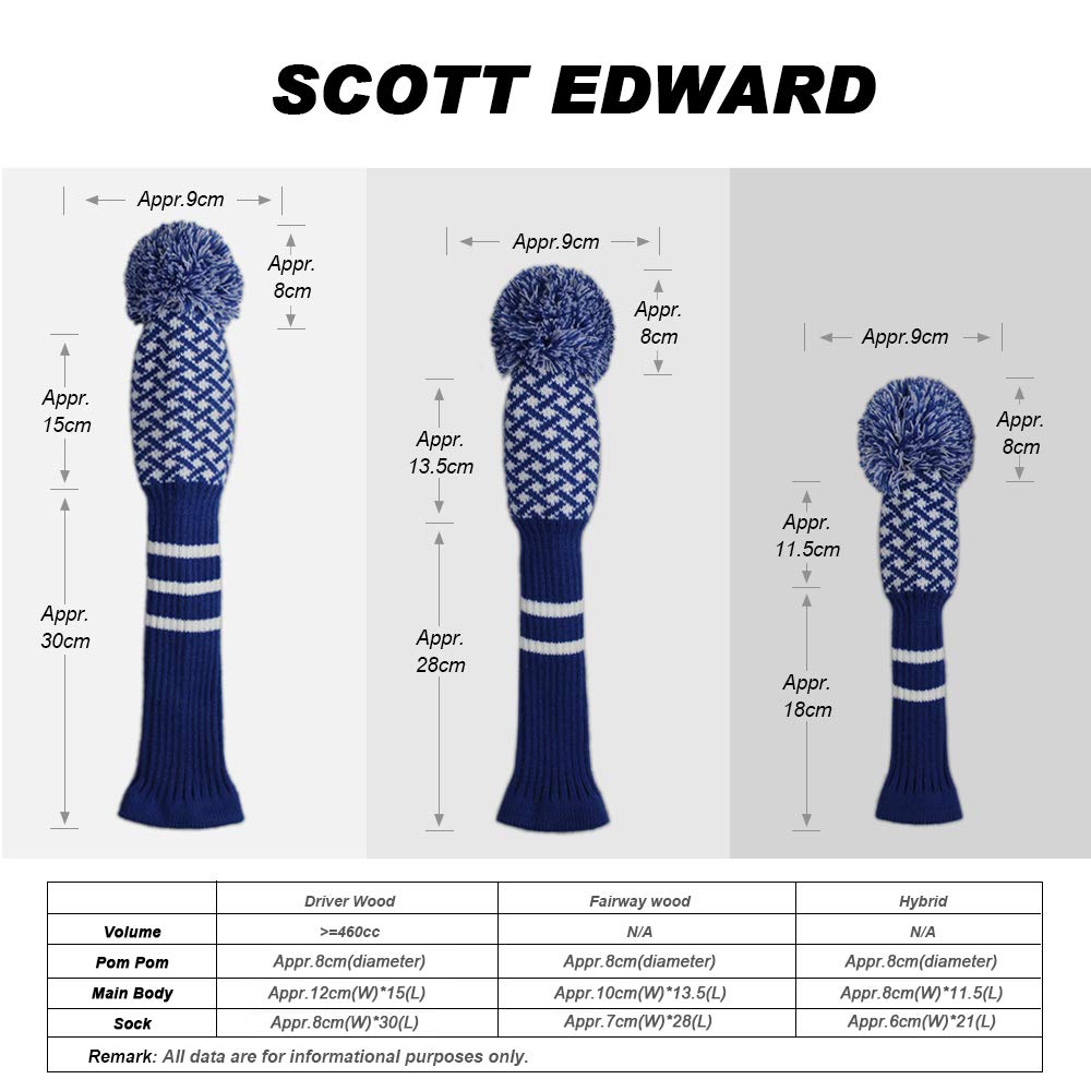 Scott Edward High Quality Knit Golf Club Head Cover, Single