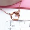 Purple Gold Double Ring Interlocking Necklace Fashion Rose Gold Plated Mobius Collarbone Chain Women